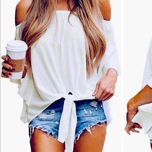 Women's sexy off the shoulder short sleeve blouse
